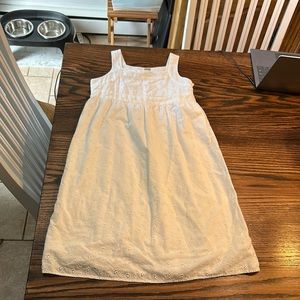 Girls high waisted white eyelet dress size L- 10/12